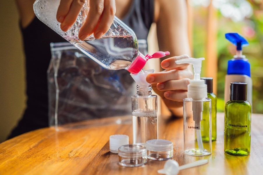 Decanting Toiletries into smaller bottles for Travel