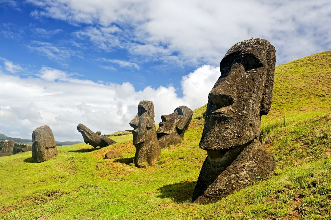 Moai Statues (Statues of heads) on Easter Island, Chile