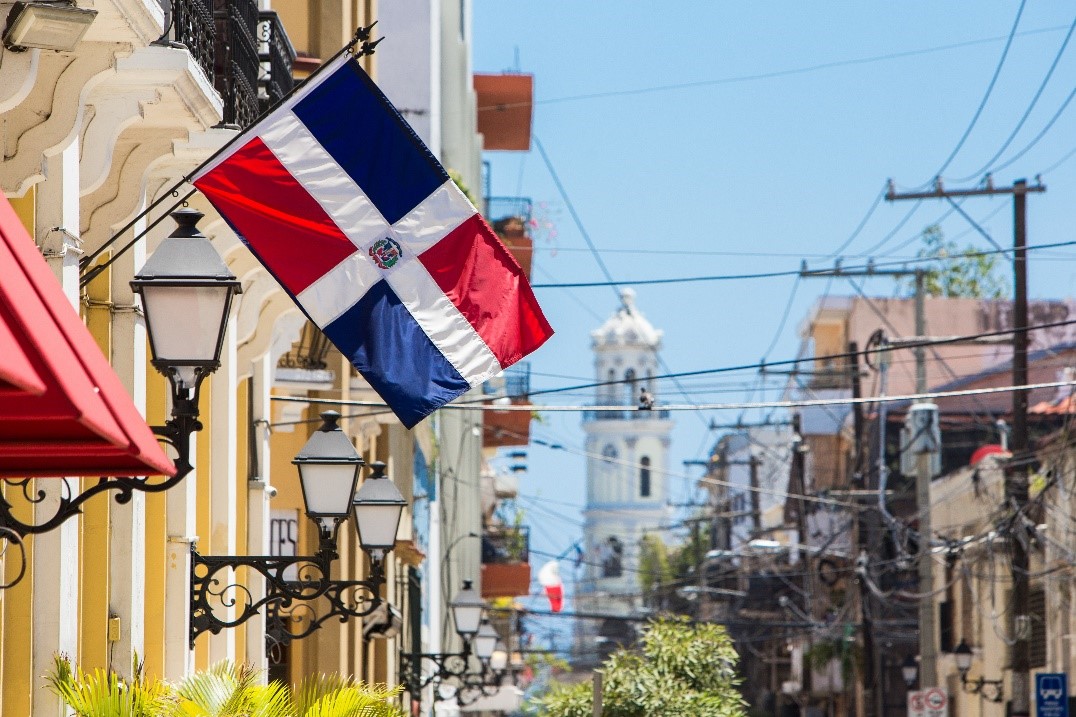Flag of the Dominican Republic hung in the streets