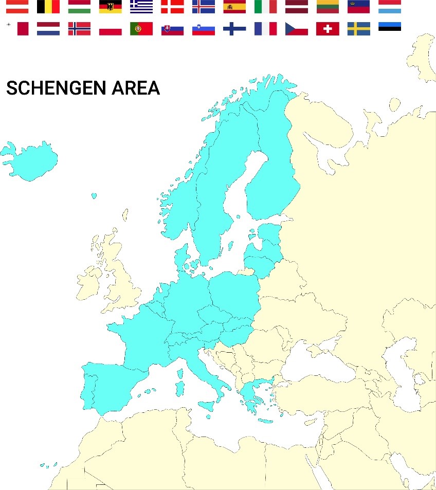 Map of the Schengen area