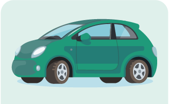 Infographic that shows a car icon on top of the text ‘Hybrid’.
