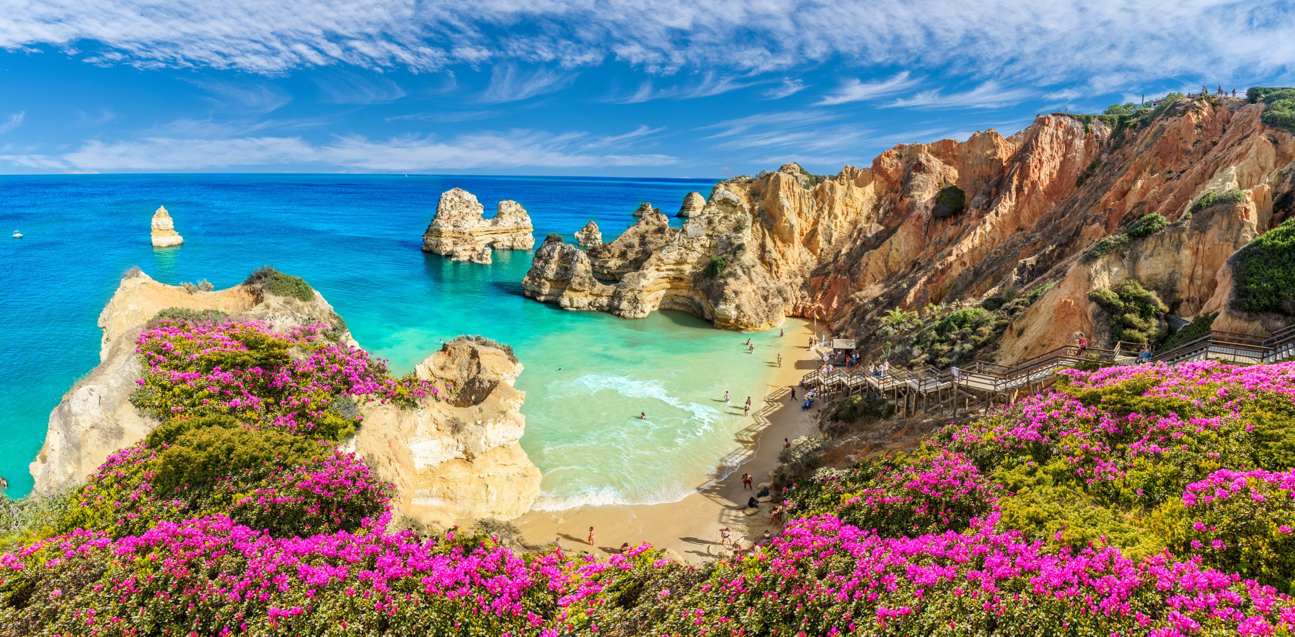 Landscape with Praia do Camilo, famous beach in Algarve, Portugal