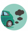 a hybrid car icon emitting some CO2 Emissions.