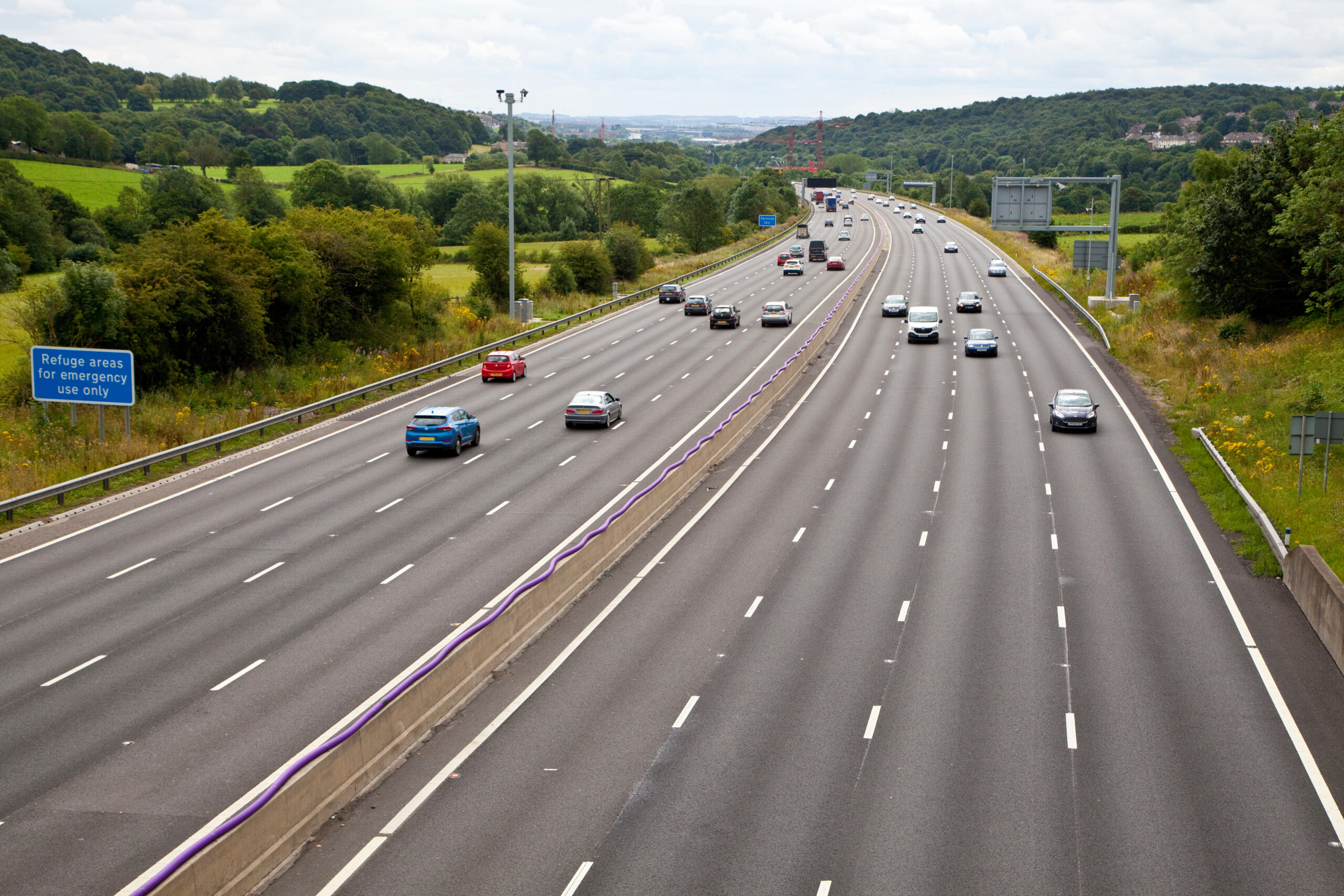 M1 four lane smart motorway in West Yorkshire