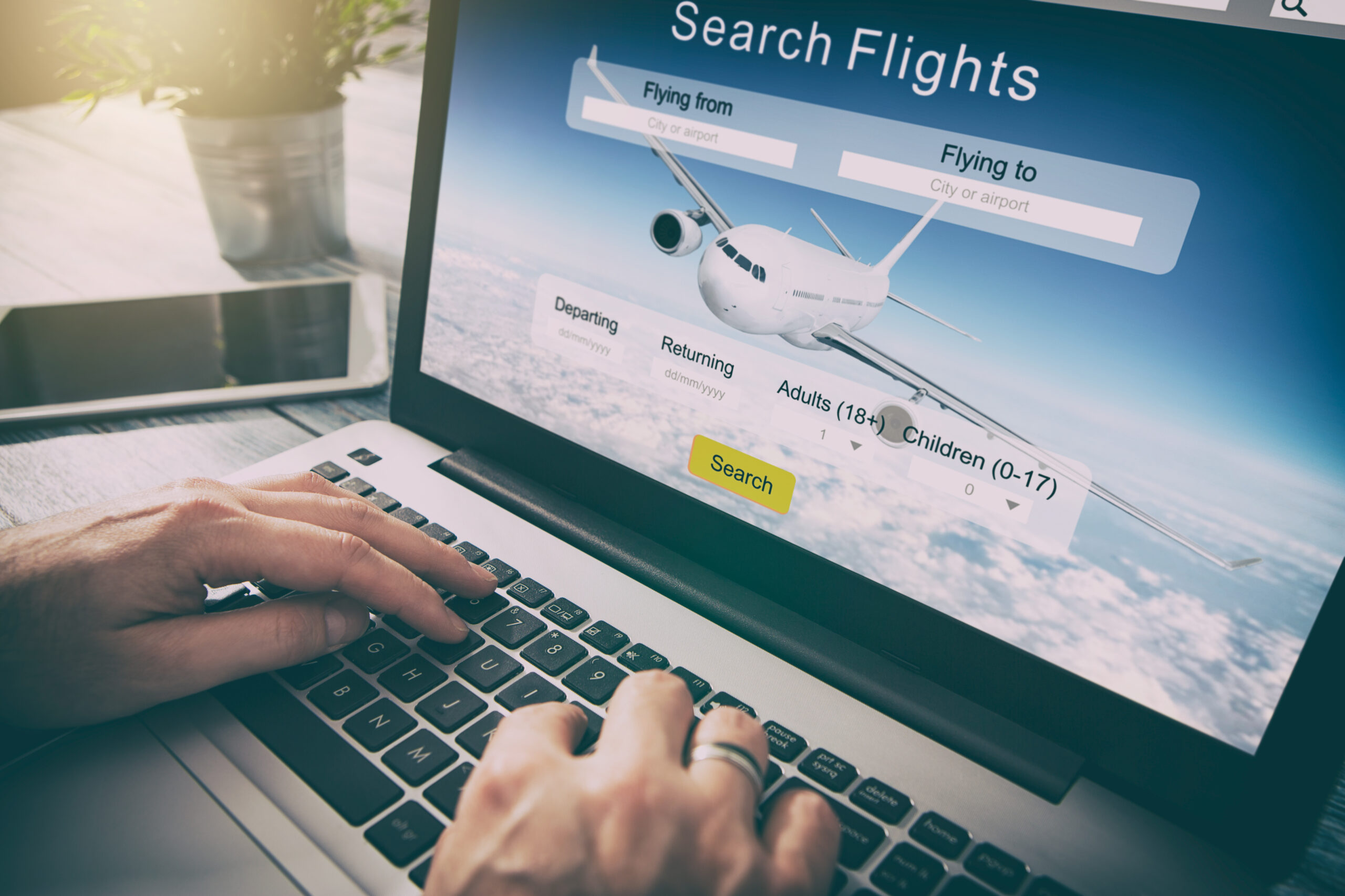 booking flight travel traveler search ticket reservation holiday air book research plan job space technology startup service professional now marketing equipment concept - stock image