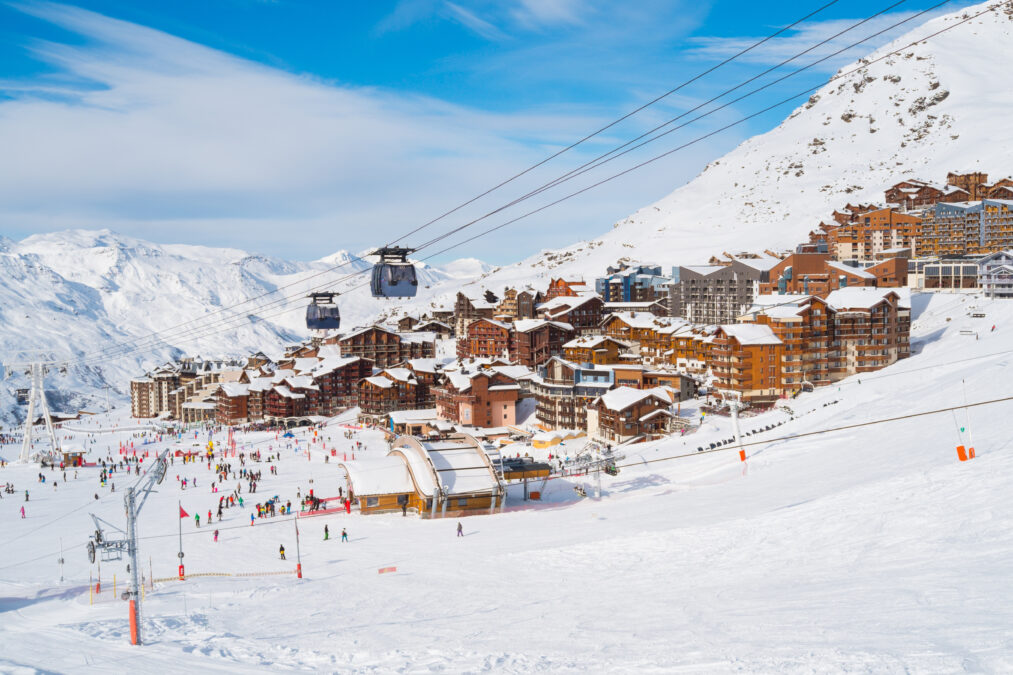 Aerial view of Val Thorens, trois vallees complex, France