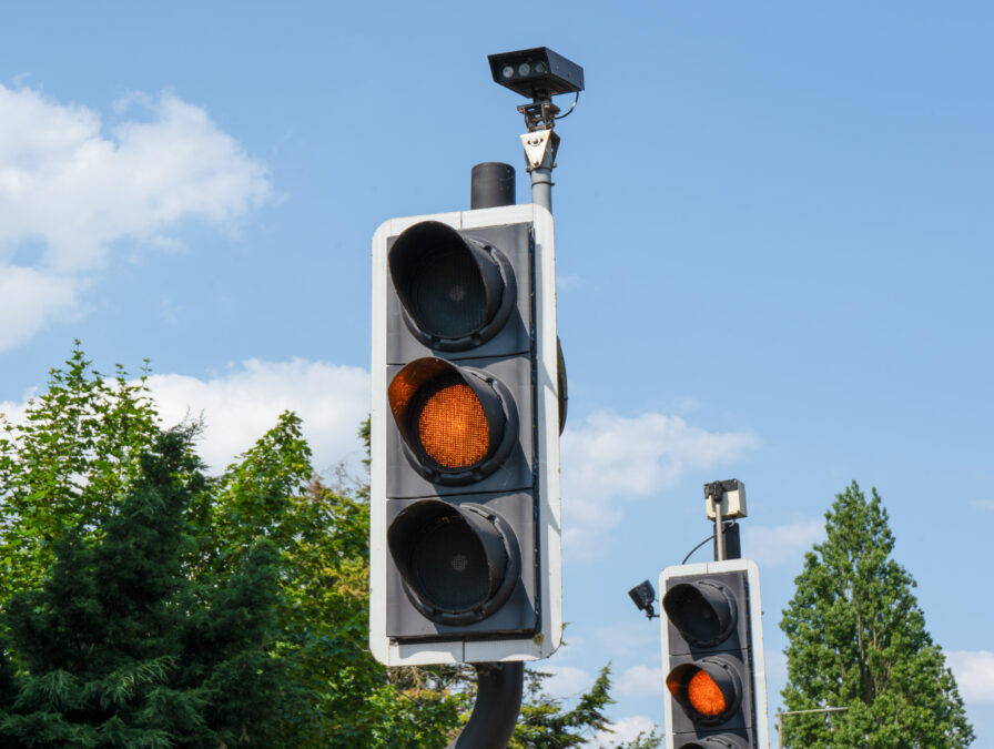 Orange traffic light signal