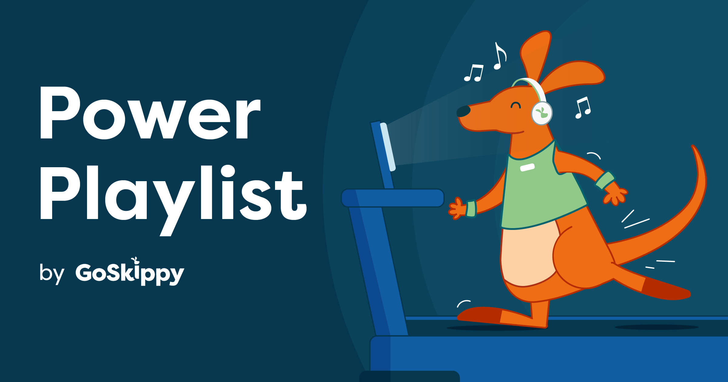 GoSkippy Power Playlist - Skippy listening to music running on a treadmill